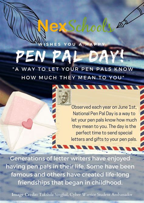 Pen Pal Day Celebration By Nexschools Team Of Cyber Warrior Sudent