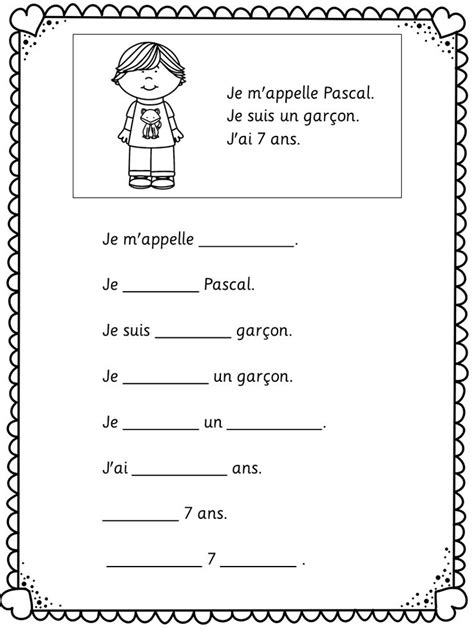 Je Me Presente Easy Worksheets For Young And Beginning Learners Of