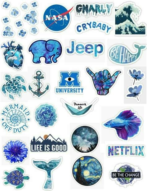 20 Inspirasi Aesthetic Sticker Printable Blue Aneka Stiker Keren