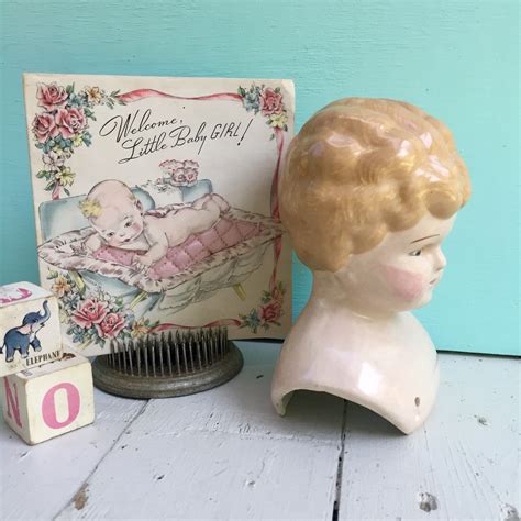 Vintage Ceramic Doll Head Porcelain Hand Painted Doll Head Vintage