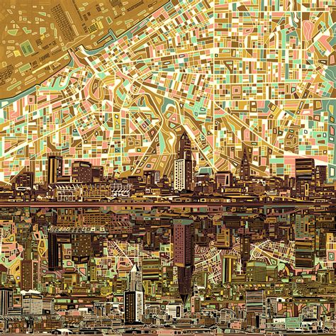 Download the perfect cleveland skyline pictures. Cleveland Skyline Abstract 6 Painting by Bekim Art