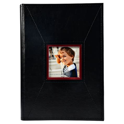 buy pinnacle black faux leather photo album with front cover window frame holds 150 4x6 or 50