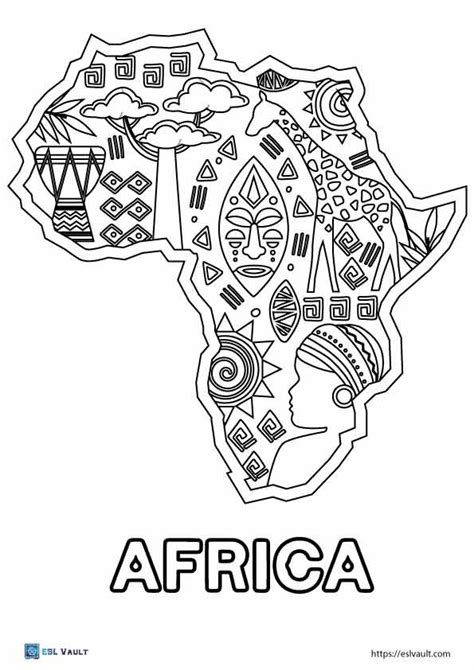 Free Africa Map Coloring Pages Pdf Esl Vault