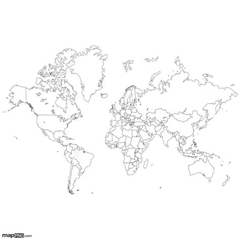 High Detail White World Map With Countries