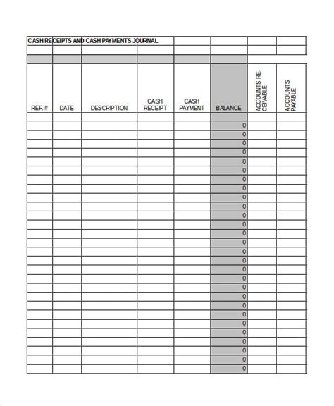 Cash Receipts Journal Template Free Download Printable Templates