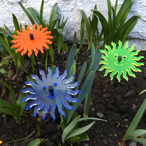 Small Garden Décor Ornaments Set Of 3 Smiling Sun Plentyshop Lts