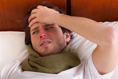 Sick Man In Bed Stock Image Image Of Lying Symptom 42261951