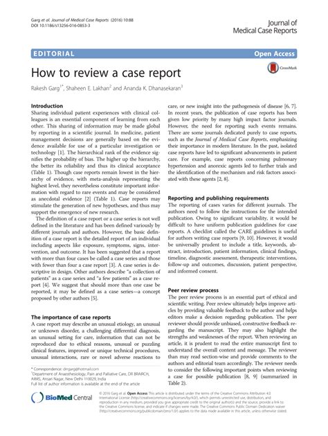 Pdf How To Review A Case Report