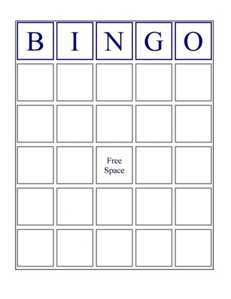 Blank Bingo Card Template Addictionary