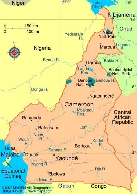 Map Of Cameroon Capital Yaounde Languages French English Both