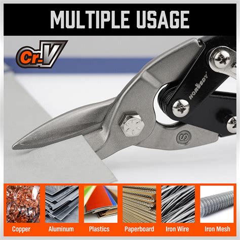 Horusdy 3pc Aviation Tin Snips Cut Set Left Right Straight Metal Sheet