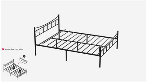 Vecelo Bed Frames Metal Platform With Vintage Headboard And Footboard Youtube