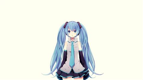 Vocaloid Hatsune Miku Blue Eyes Tie Skirts Long Hair Blue