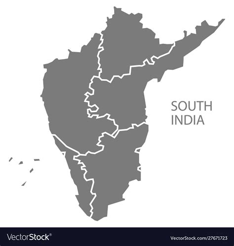 South India Gray Region Map Royalty Free Vector Image