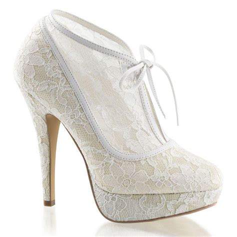 Ivory Off White Lace Bridal Vintage Victorian Wedding Shoes Heels
