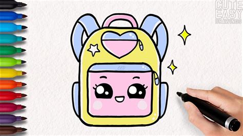 How To Draw Cute Backpack Kawaii School Drawings Diy Vlrengbr