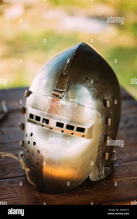Iron Helmet Of The Medieval Knight Helmet Of A Medieval Suit Of Armour
