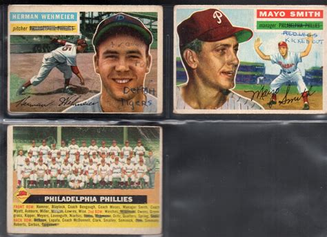 Philadelphia Phillies 1956 Topps Baseball Card Team Lot 11 Etsy