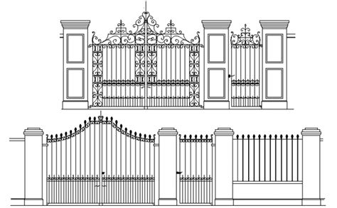 Cad D View Design Of Entrance Gate Autocad Software File Cadbull