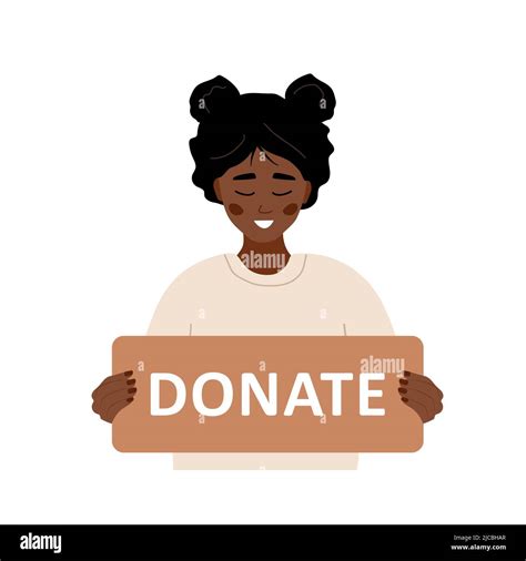 Donation And Charity Concept African Volunteer Woman Holding In Hands