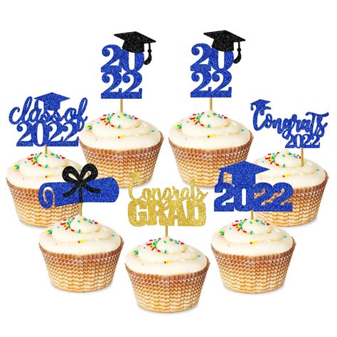 Buy 24pcs Graduation Cupcake Toppers 2023 Graduation Cap Cupcake