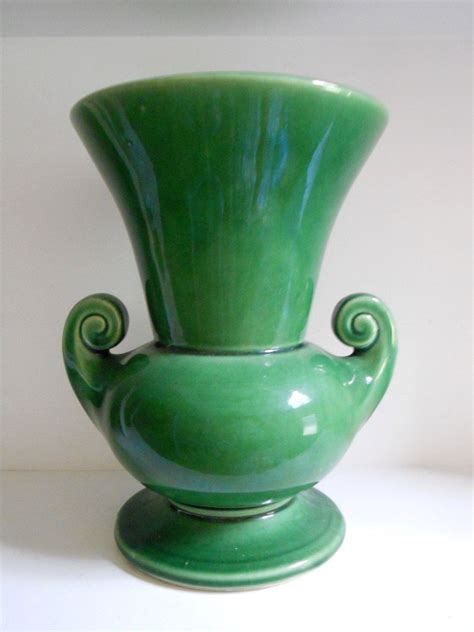 1940 S Mccoy Vase Dark Green Glaze 8 Inches Tall Etsy Green