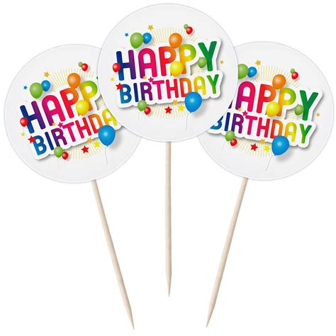 Happy Birthday Cupcake Toppers Picks Pics Etsy