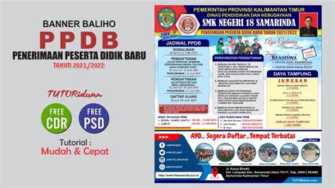Desain Banner Baliho Pendaftaran Ppdb 2021 Free Cdr Psd