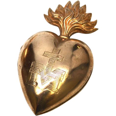 Antique Nineteenth Century Gilded Brass Ex Voto Sacred Heart | Sacred heart, Heart art, Sacred