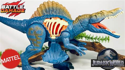 Mattel Jurassic World Battle Damage Spinosaurus Review Youtube
