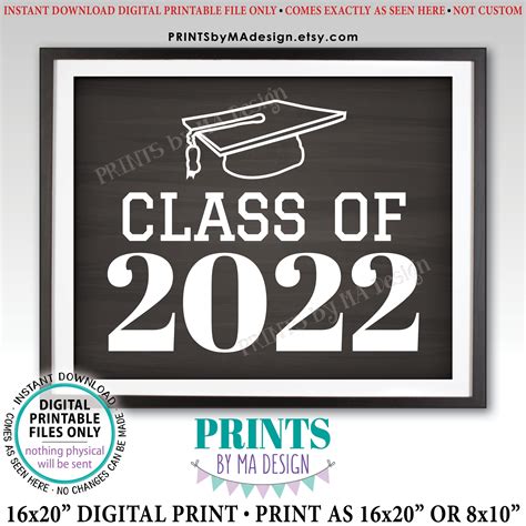 Class Of 2022 Sign High School Graduation In 2022 Printable 8x10