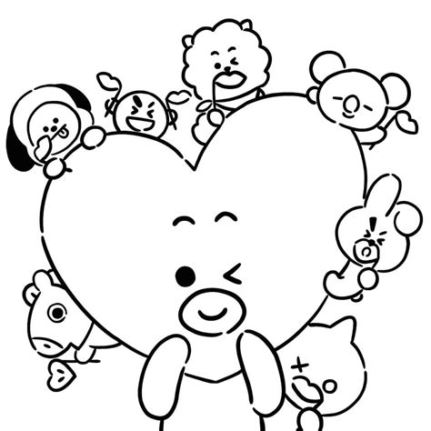Bt21 Tata Coloring Page How To Draw Bts Bt21 Tata