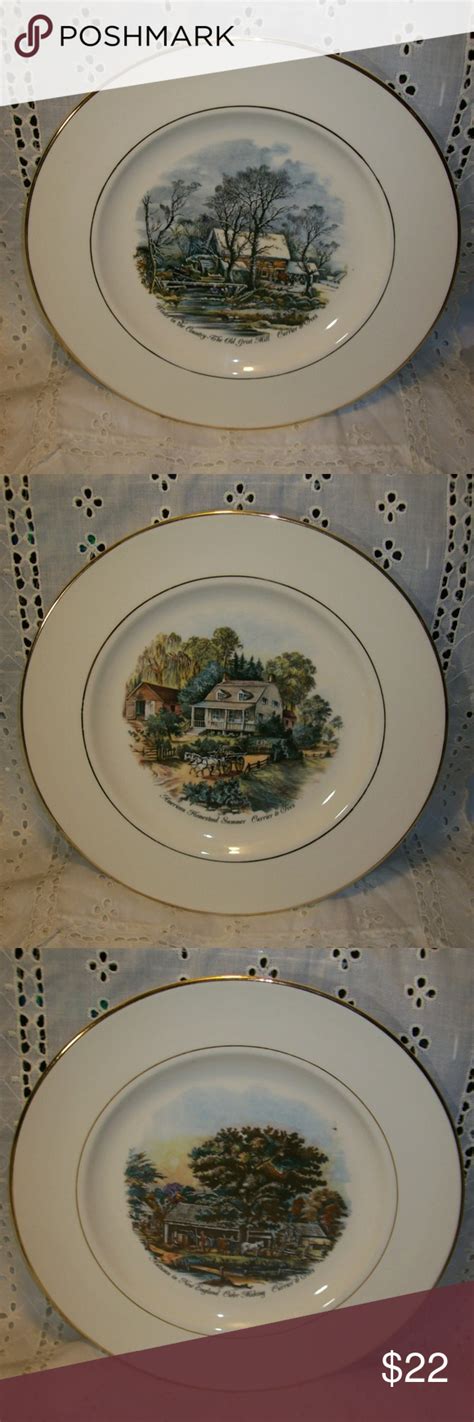 Vintage Currier And Ives Decorative Seasons Plates Currier And Ives