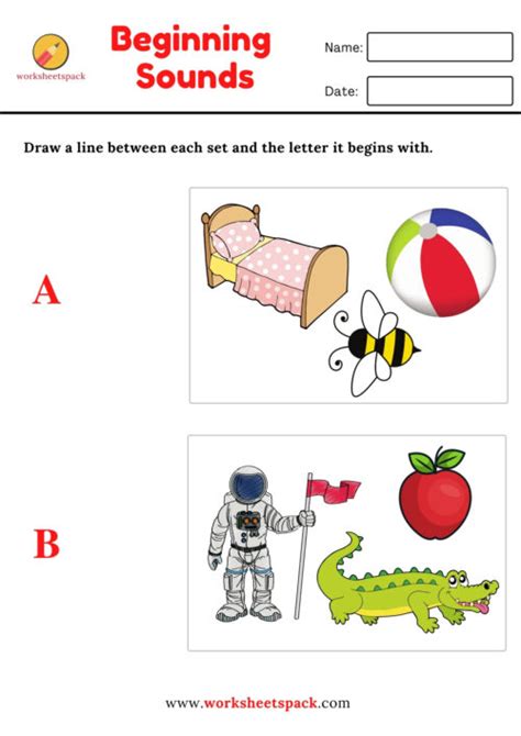 Beginning Sounds Matching Worksheets Pack Worksheetspack