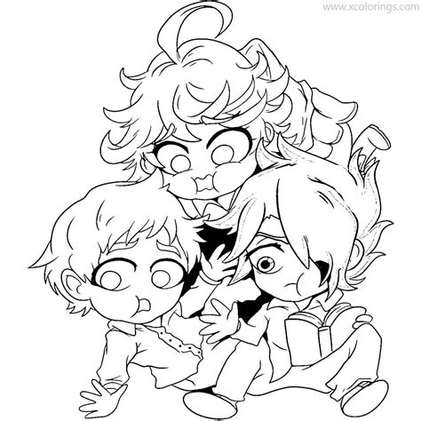 The Promised Neverland Coloring Pages Chibi Emma Ray Norman