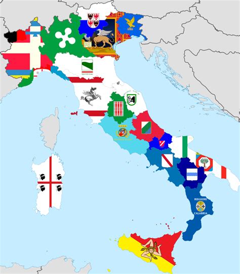 Map Italian Regions With Their Own Flags Infographictv Number