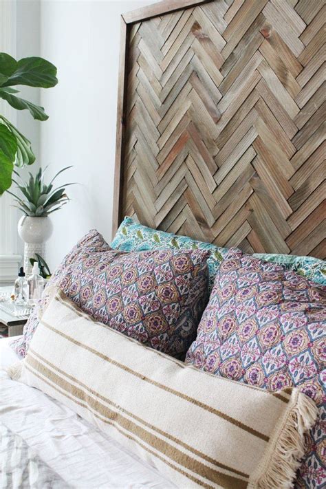 Come check out my affordable aldi furniture hacks. DIY Herringbone Headboard With Wood Shims | Headboard ...