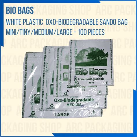 Bio Bags Oxo Biodegradable Plastic Sando Bag White 1 Pack 100 Pieces