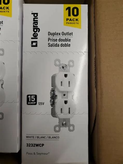 10 Pack 15 Amp 125 Volt Duplex Receptacle Grounding Outlet White