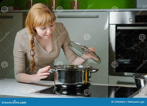 Young Woman In The Kitchen Stock Image Image Of Redhead 72960563