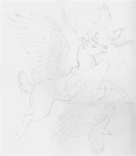 Winged Deer Sketch By Hbruton On Deviantart