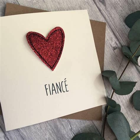 Fiancé Fiancée Glitter Heart Birthday Card By Alphabet Bespoke Creations