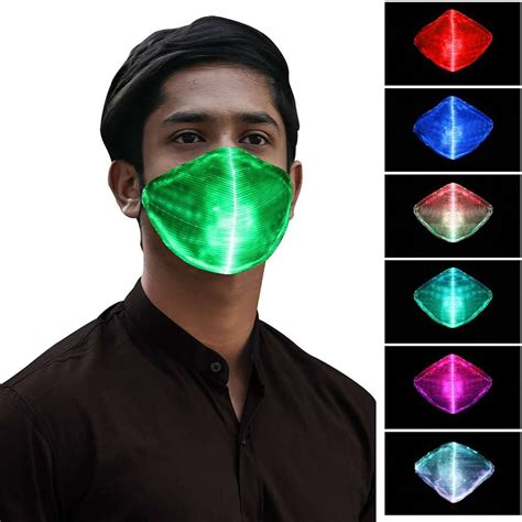 Tagital Led Rave Mask 7 Colors Luminous Light For Men Women Face Mask