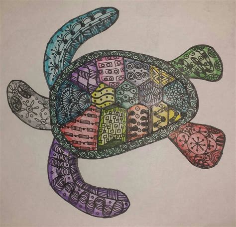 Zentangle Sea Turtle In Color By Zenjen On Deviantart