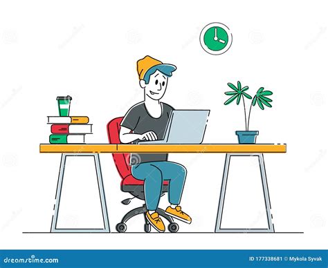 Remote Freelance Work Concept Man Freelancer Sitting In Comfortable