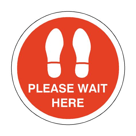 Please Wait Here Floor Sticker Red Pvc Safety Signs