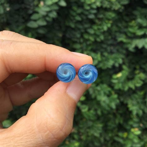 Exotic Blue Glass Vortex Plugs One Pair 2 Pieces Pyrex Etsy