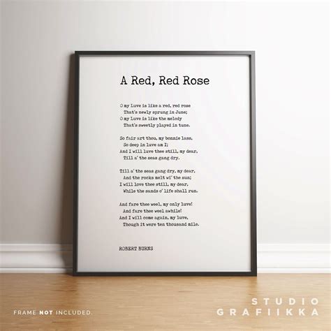 A Red Red Rose Robert Burns Poem Print High Quality Etsy