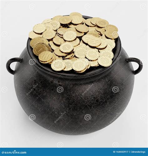 3d Render Of Pot With Money Stock Illustration Illustration Of Coin