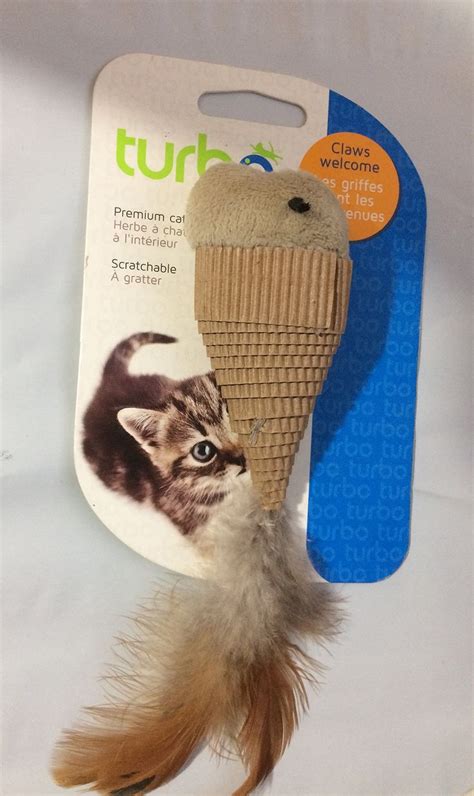 Turbo Corrugated Natural Cat Toy Fish With Feather By Bergan Cat Toys